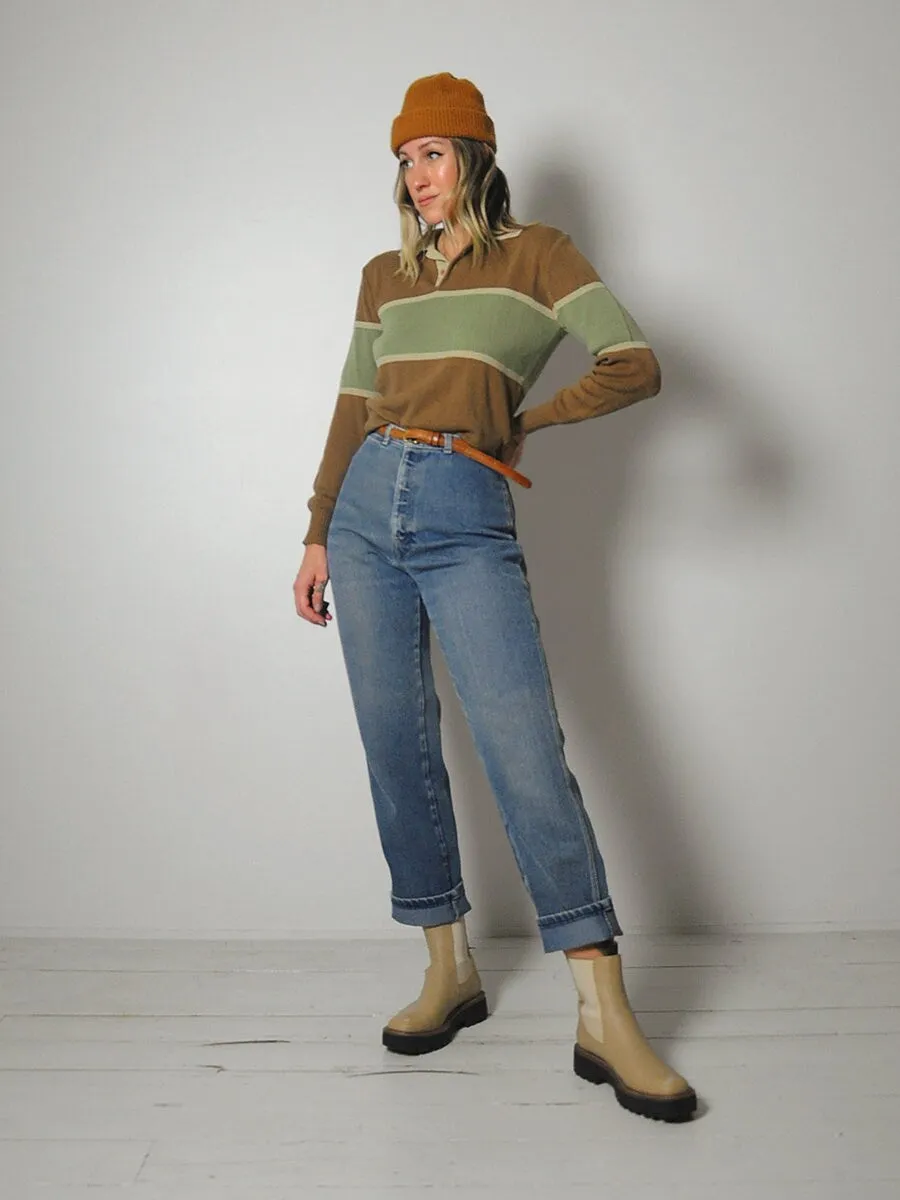 1980's Earth Tone Polo Sweater