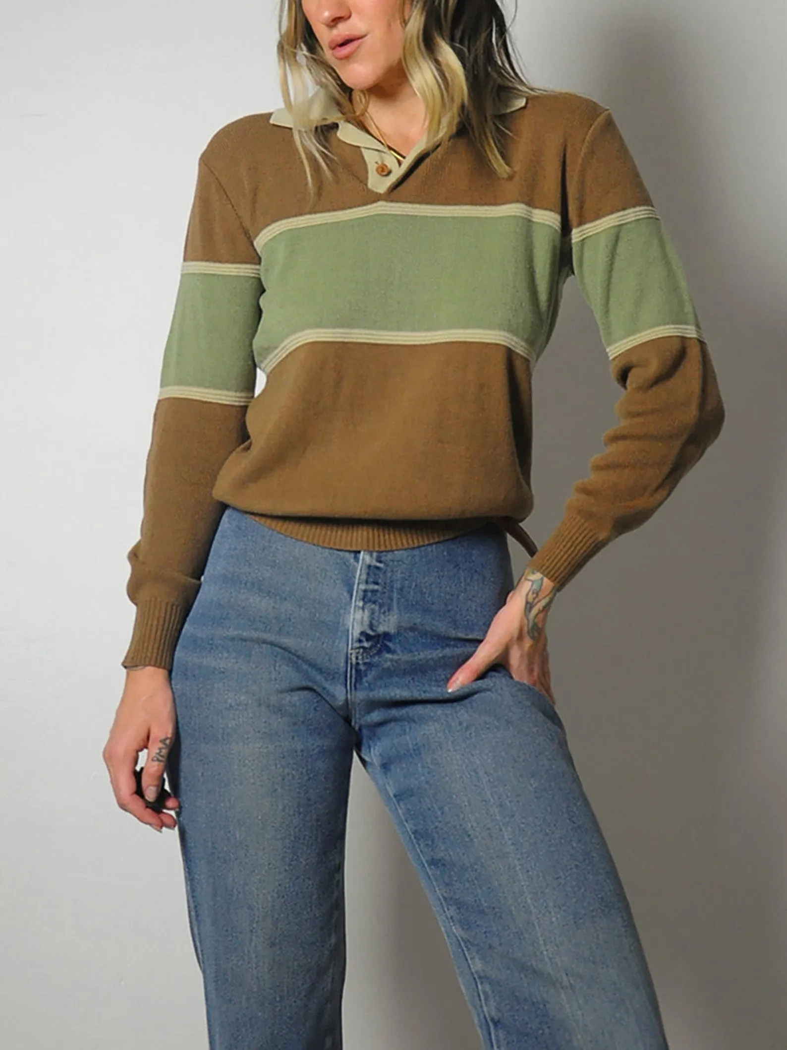 1980's Earth Tone Polo Sweater