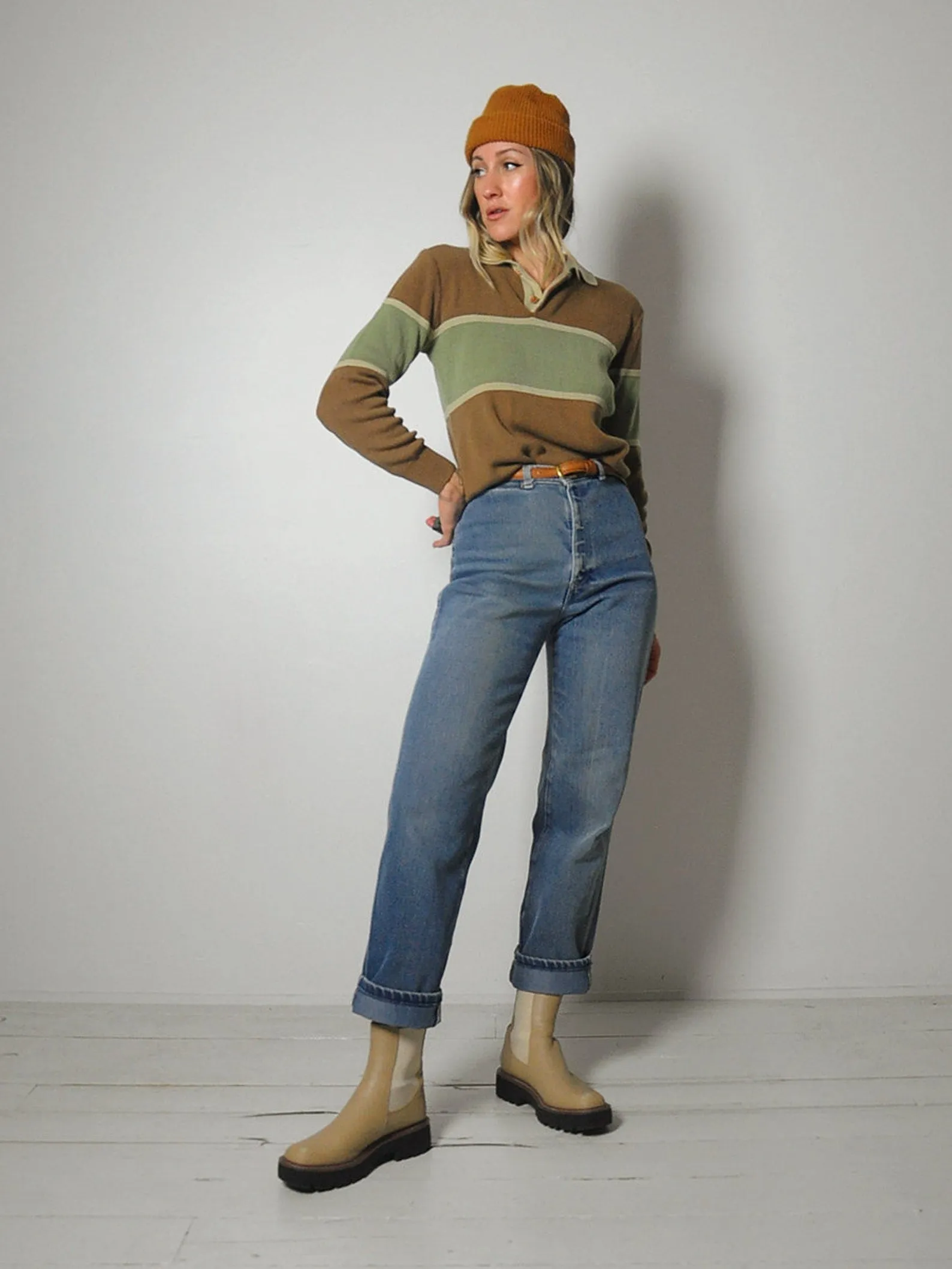 1980's Earth Tone Polo Sweater