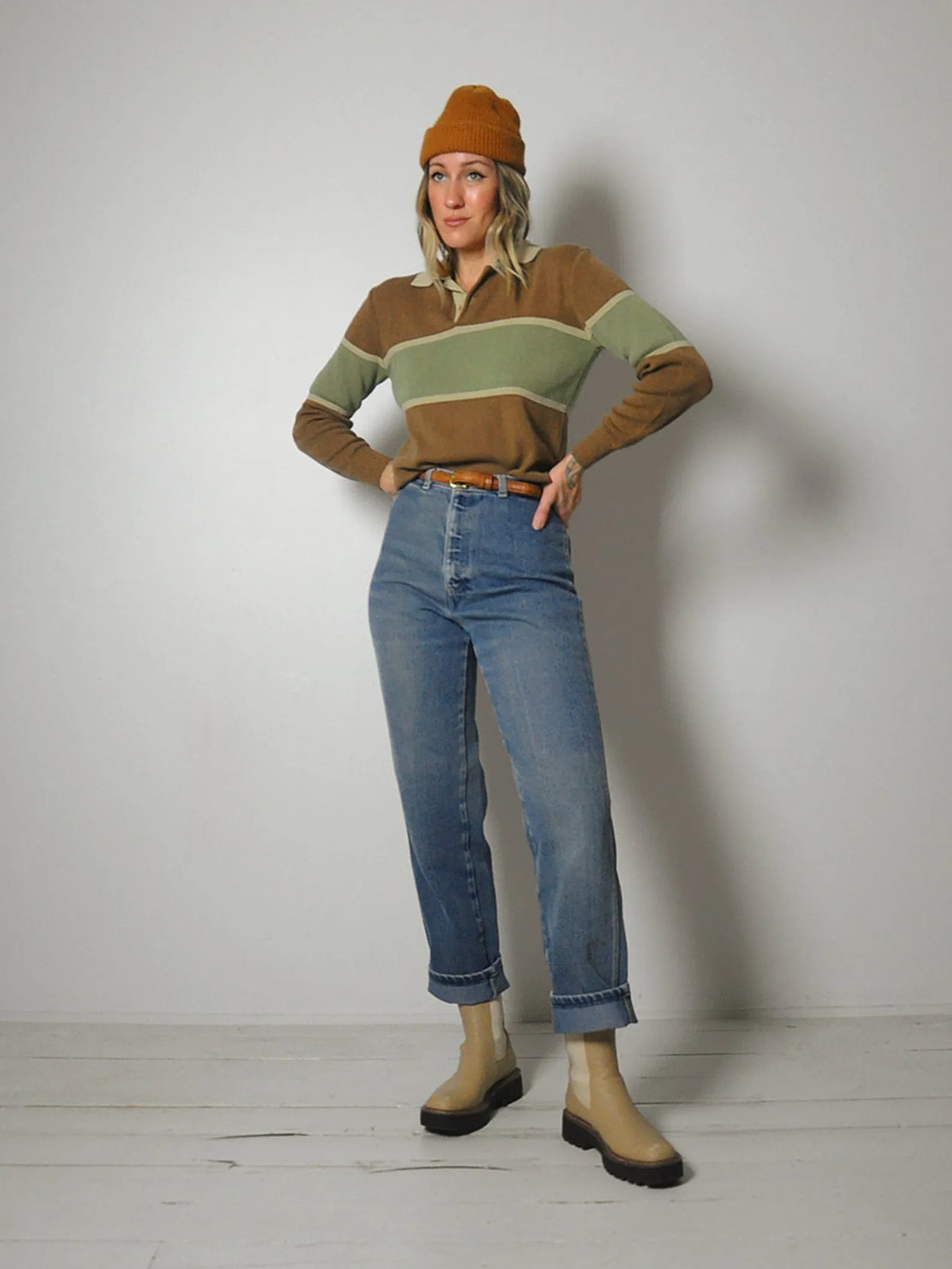 1980's Earth Tone Polo Sweater