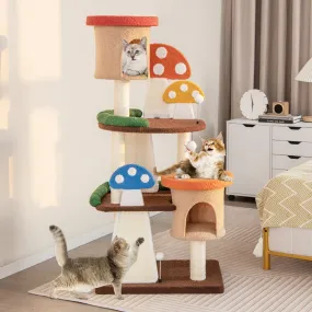 4-In-1 Cat Tree Multi-Layer Cat Tower with 2 Condos and Platforms-Multicolor