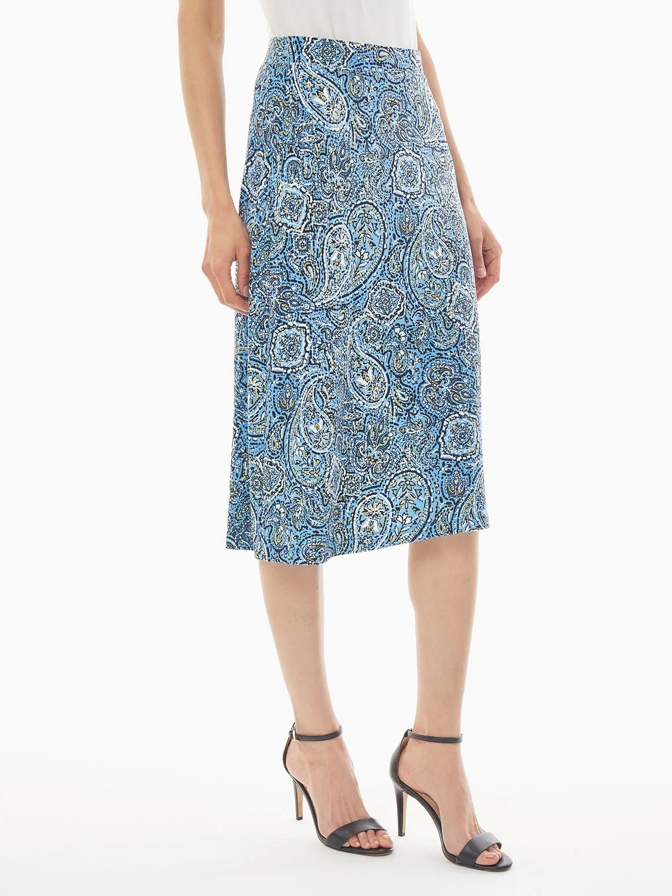 A-Line Jersey Knit Midi Skirt