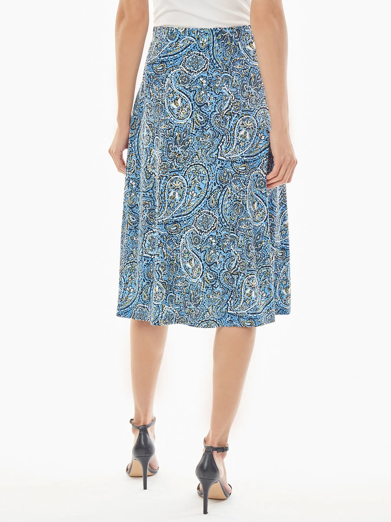 A-Line Jersey Knit Midi Skirt