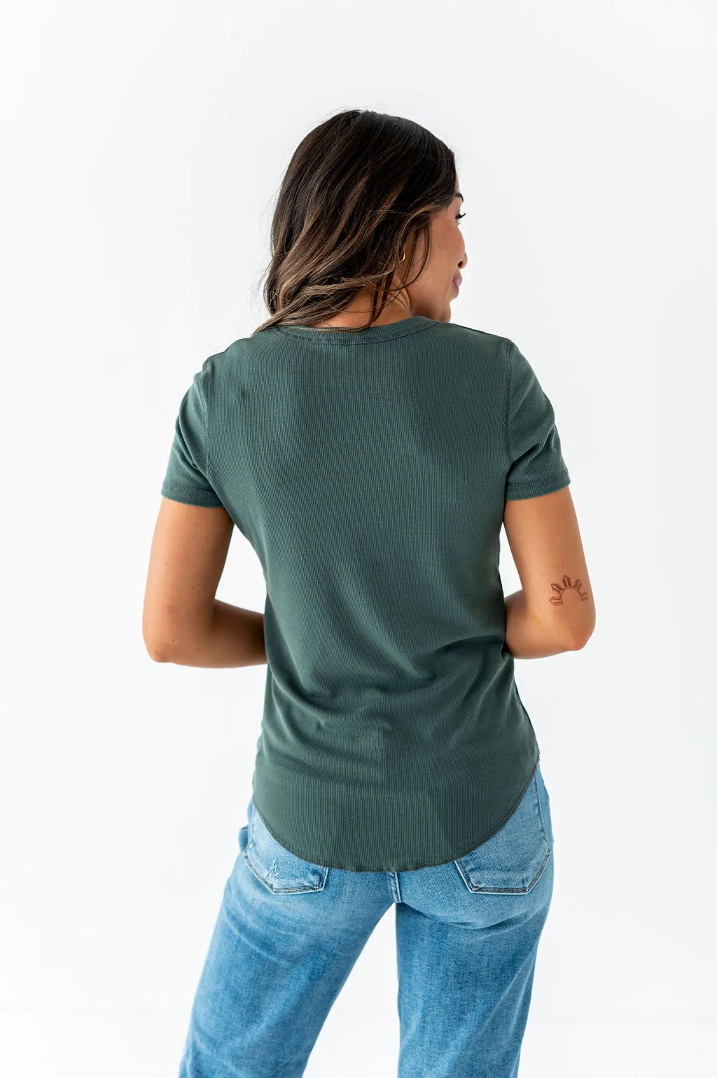 Ada Ribbed Top in Dark Sage