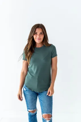 Ada Ribbed Top in Dark Sage