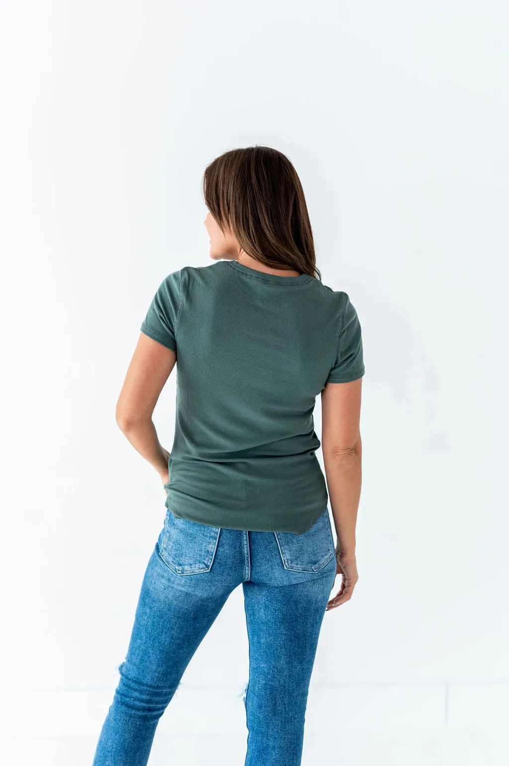 Ada Ribbed Top in Dark Sage