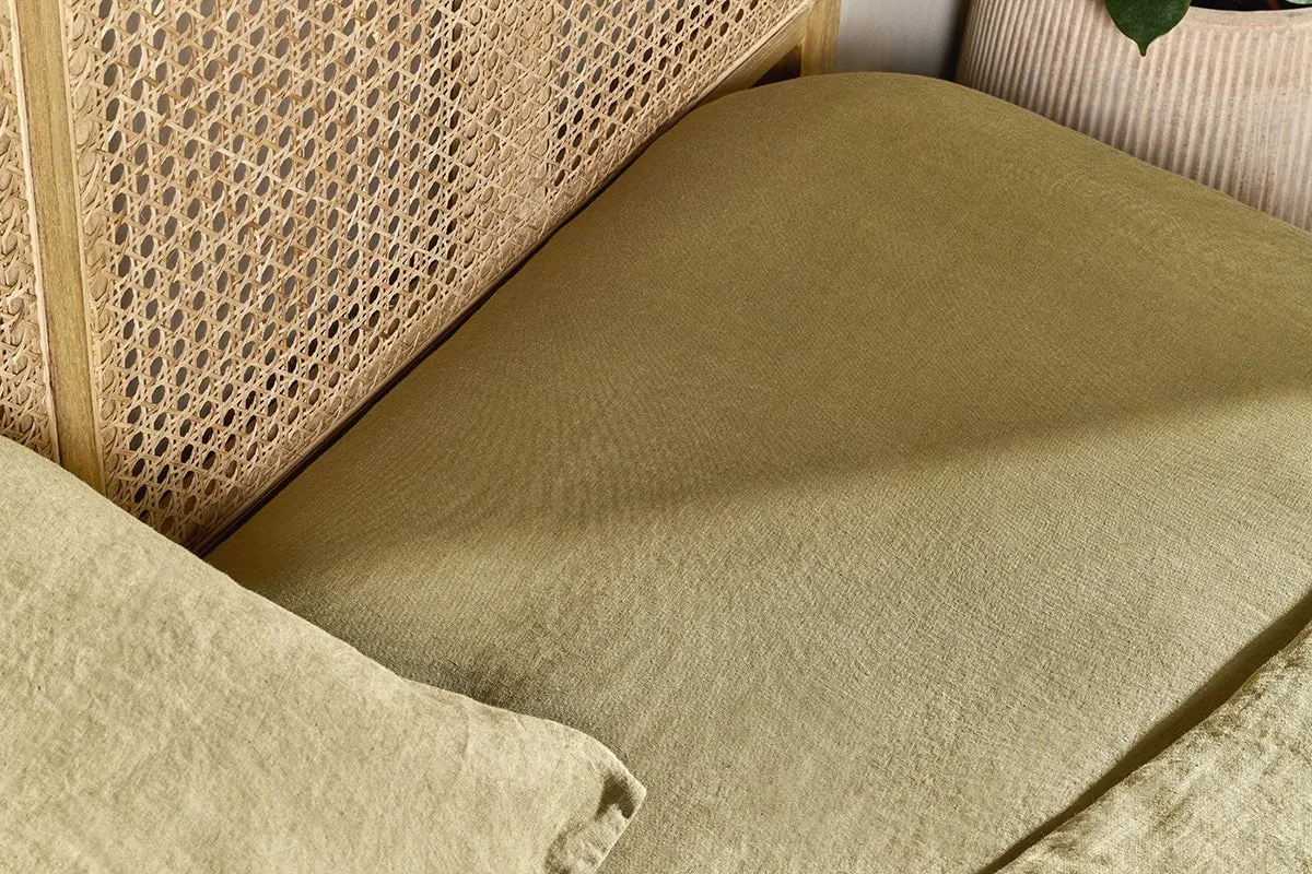 Adya Linen Fitted Sheet - Olive