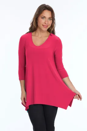 Alisha D High Low V Neck Tunic Top 3/4 Sleeves