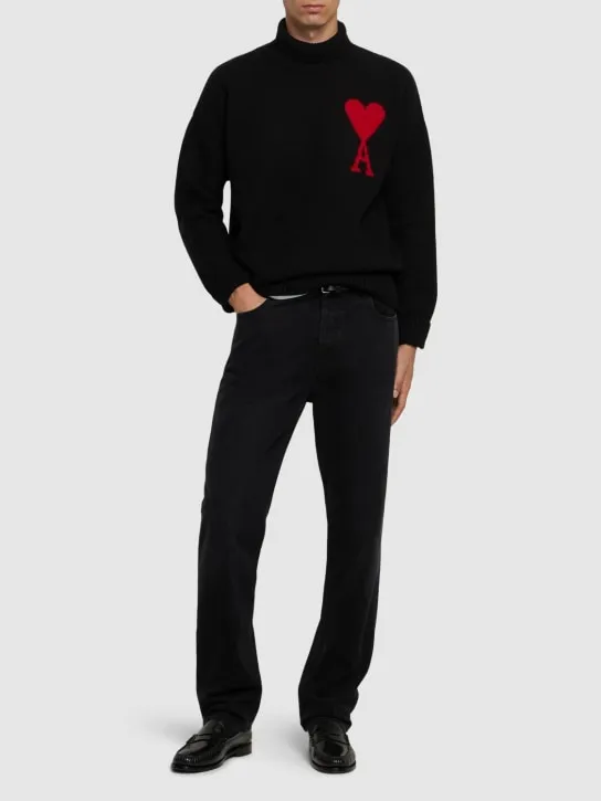 AMI Paris   Logo wool turtleneck sweater 