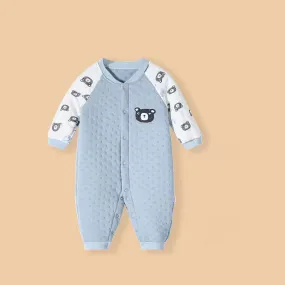 Baby onesie set, three-layer quilted autumn winter warm autumn newborn clothes baby thickening suit,