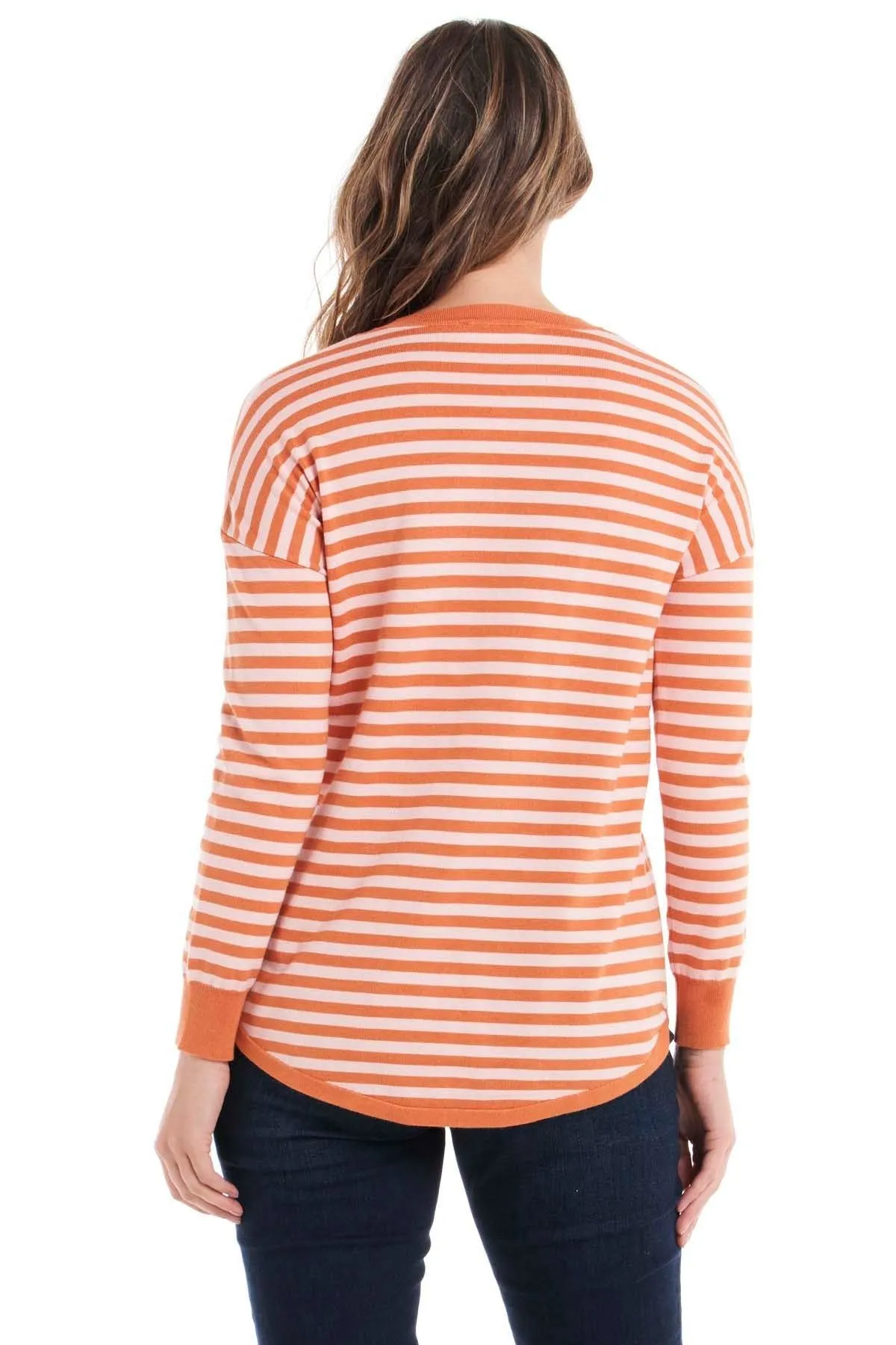 Betty Basics Sophie Knit Jumper in Pink and Apricot Stripe