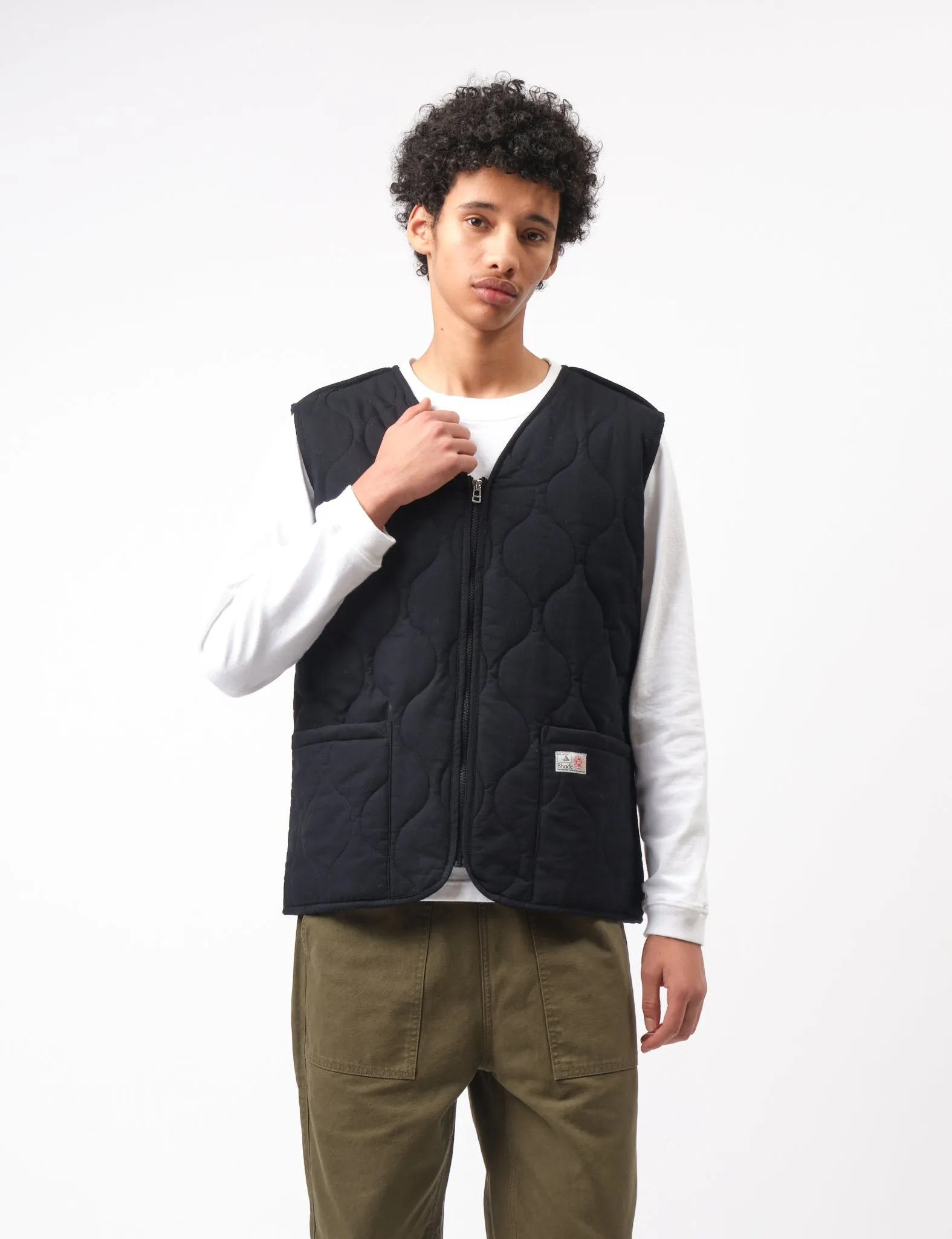 Bhode Quilted Zip Gilet - Black