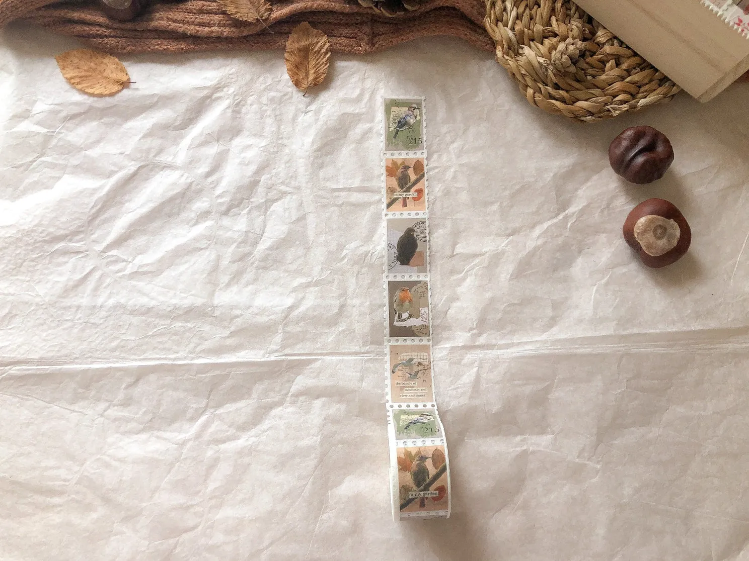 Birds Autumn Stamp Washi Tape