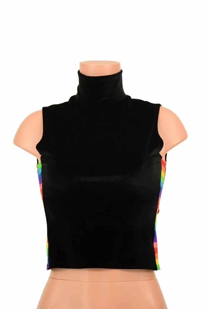 Black & Rainbow Side Panel Crop Top