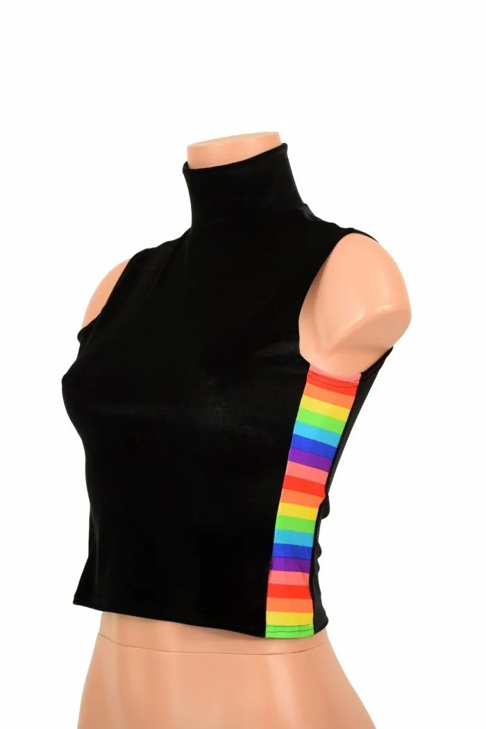 Black & Rainbow Side Panel Crop Top