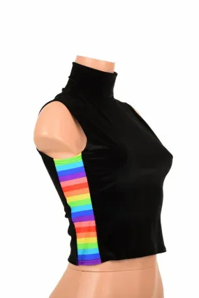 Black & Rainbow Side Panel Crop Top