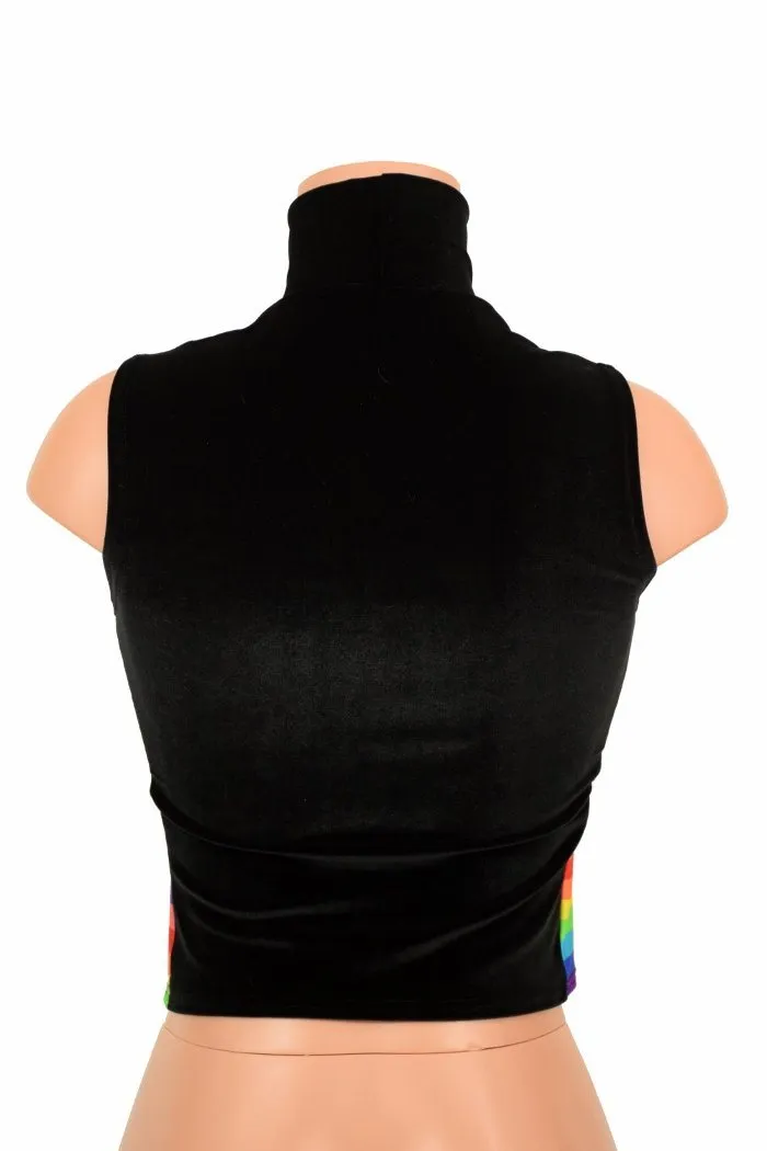 Black & Rainbow Side Panel Crop Top