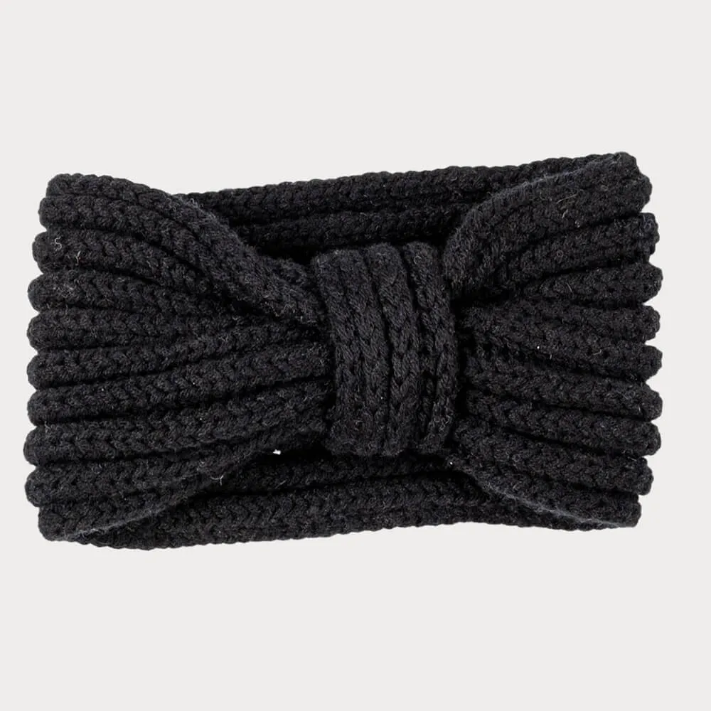 Black Rib Knit Cashmere Ear Warmer