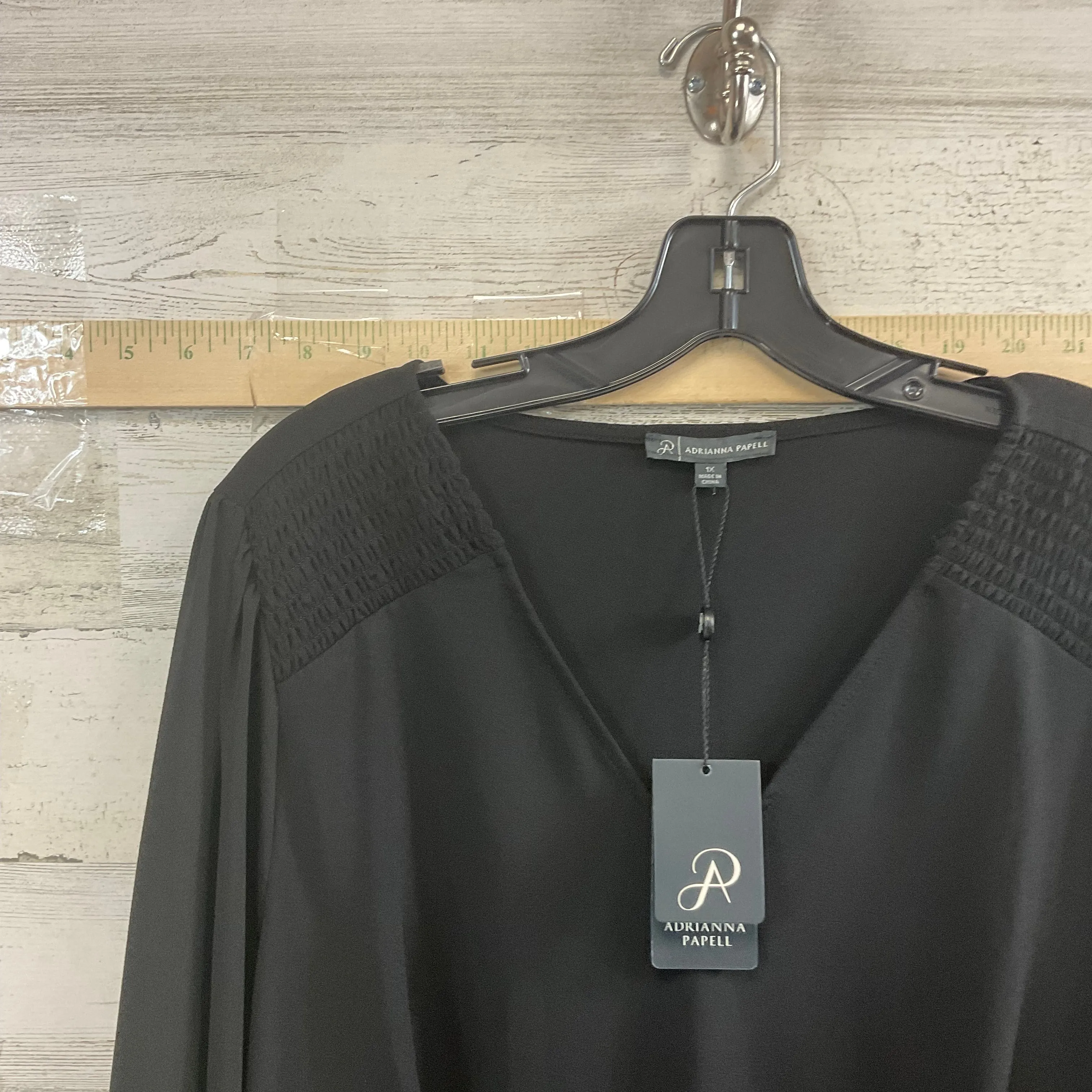 Black Tunic 3/4 Sleeve Adrianna Papell, Size 1x