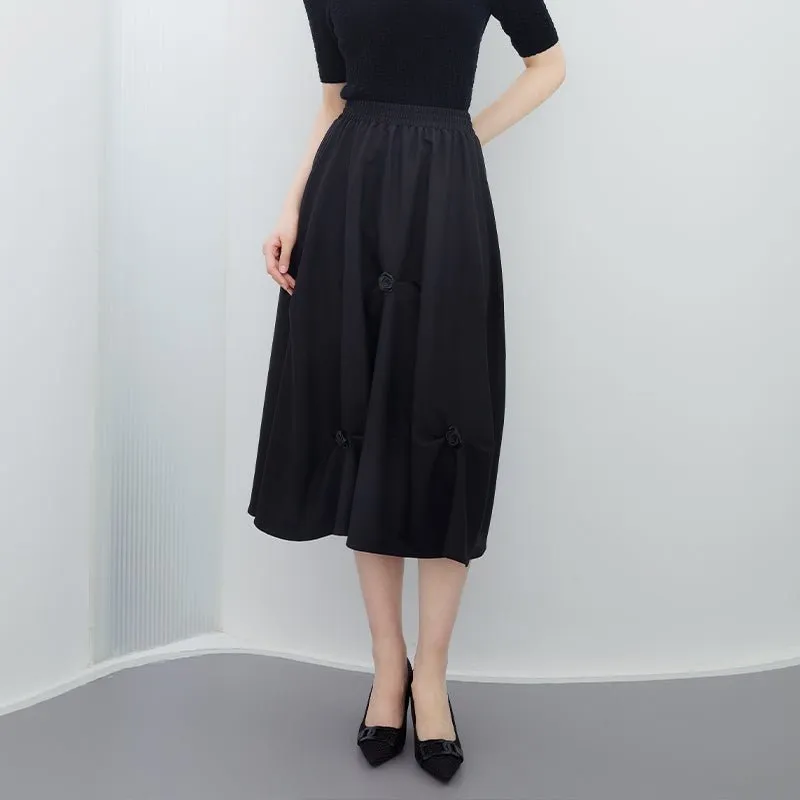 Black Woolen Midi Sleeve T-shirt