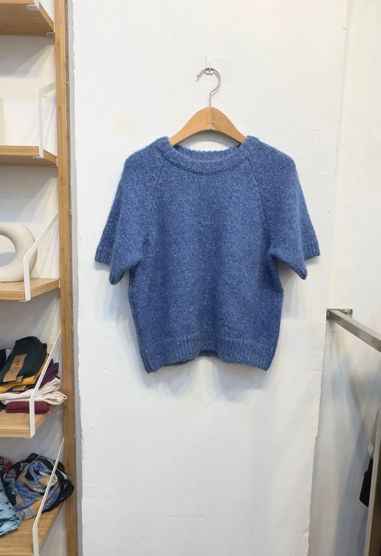 Blue spring half sleeves tops