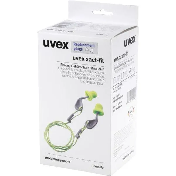 Box - Uvex Xact-Fit Corded Ear Plugs (50 Pairs | SLC80 22dB, Class 4)