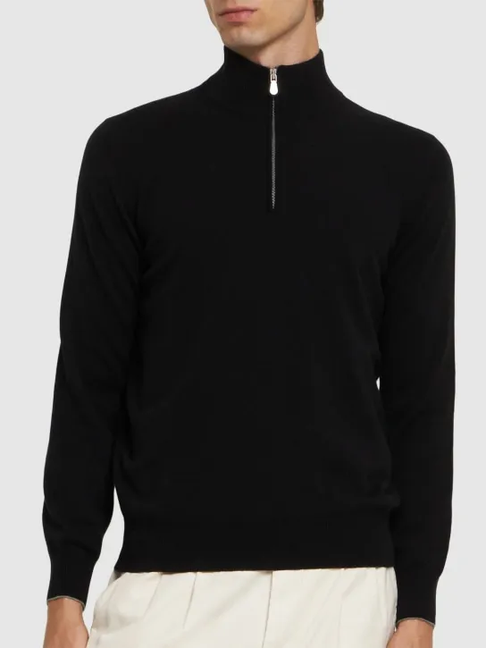 Brunello Cucinelli   Half zip cashmere turtleneck sweater 