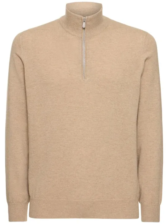 Brunello Cucinelli   Half zip cashmere turtleneck sweater 