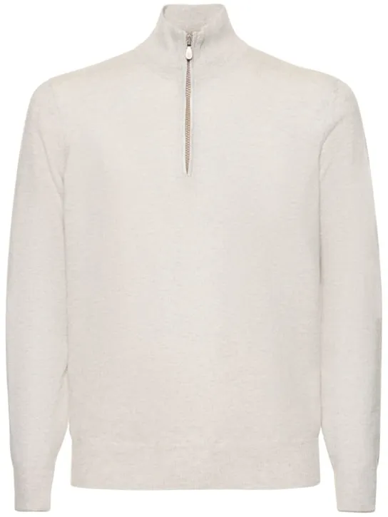 Brunello Cucinelli   Half zip cashmere turtleneck sweater 