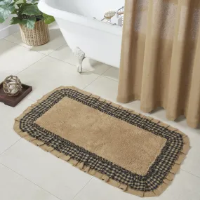 Burlap Natural with Black Check Bathmat 27x48"