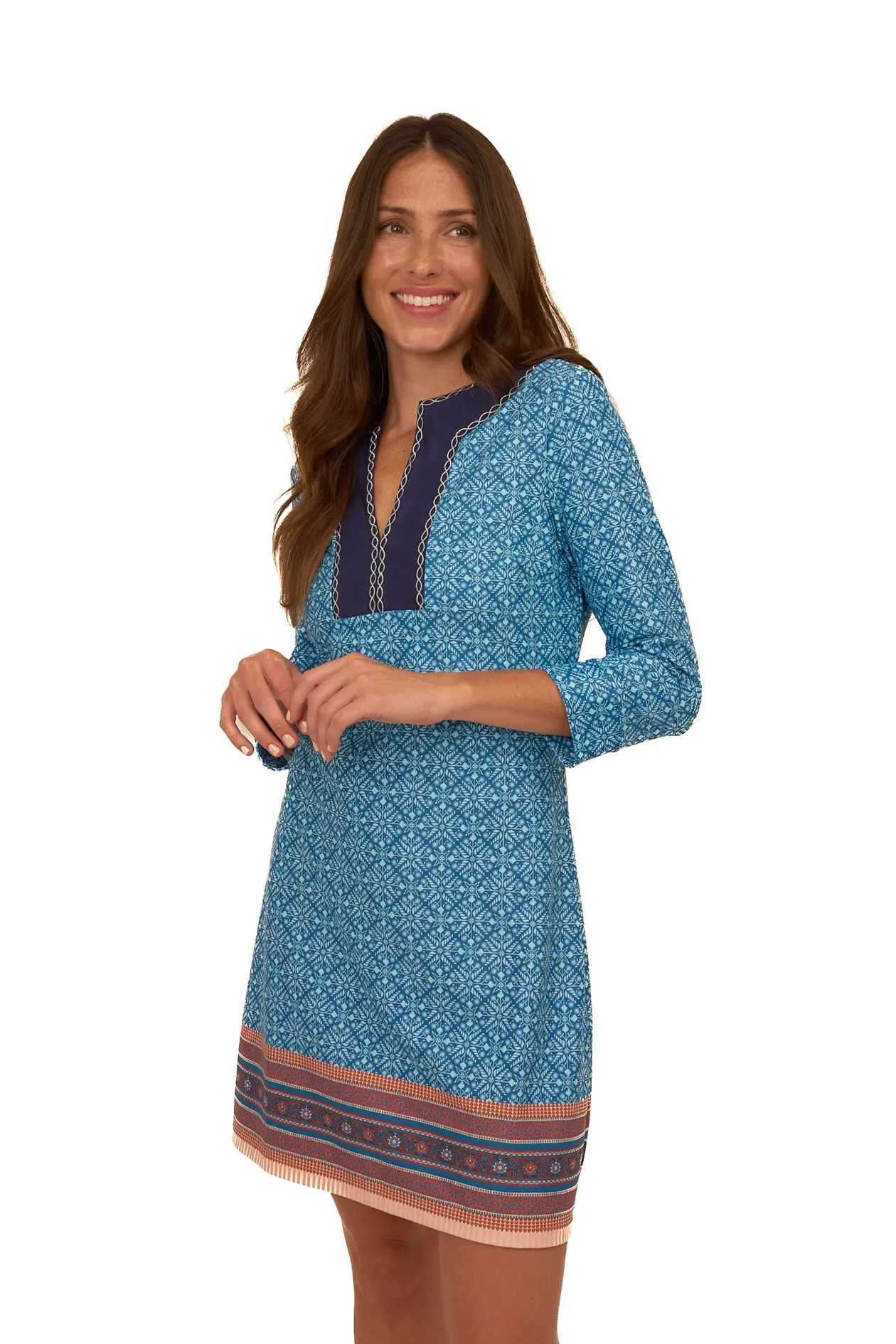 Camden Leaf Embroidered Tunic Dress