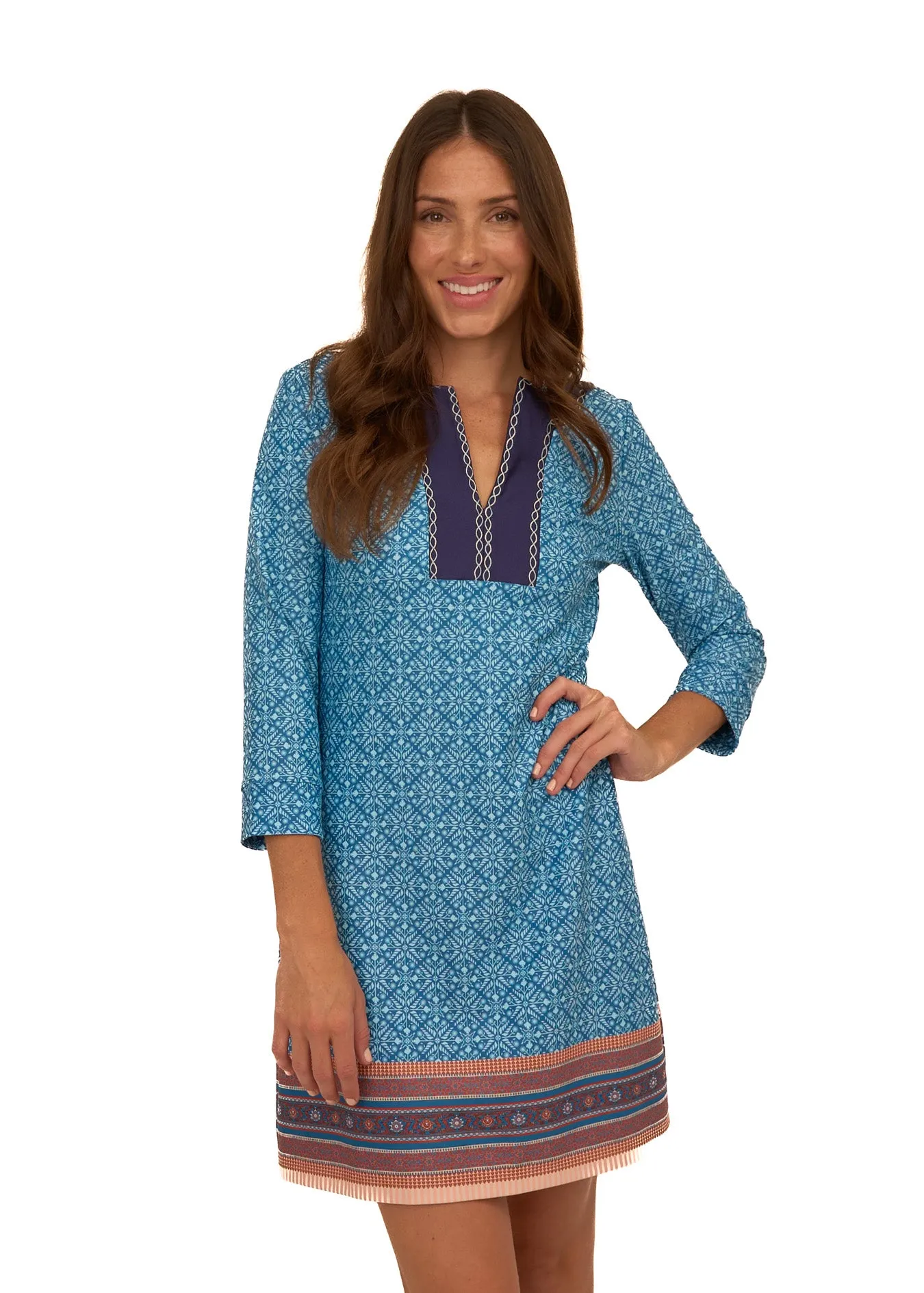 Camden Leaf Embroidered Tunic Dress