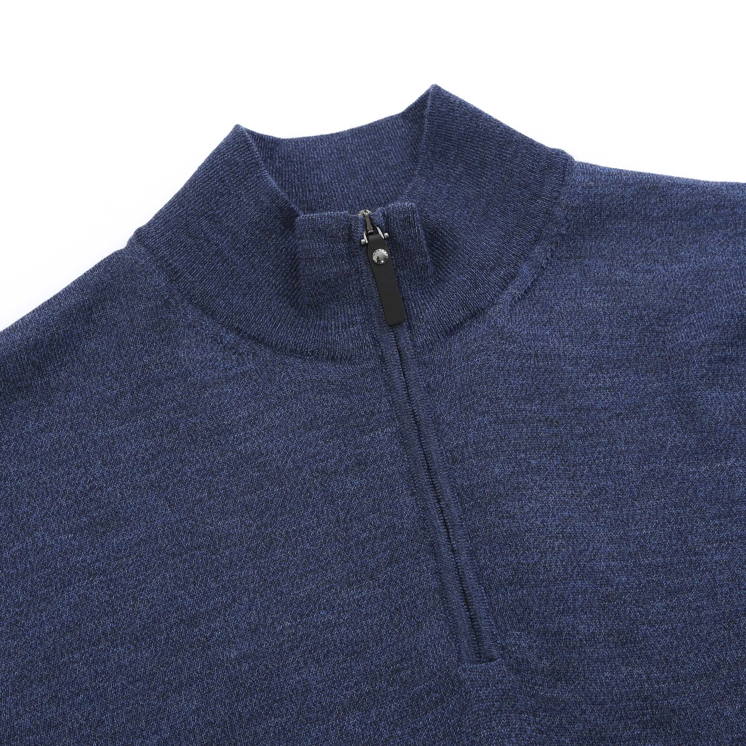 Canali 1/4 Zip Knitwear in Blue Marl