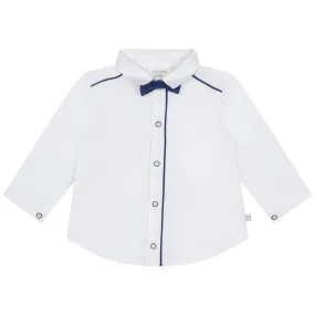 Carrement Beau Blue Bow Tie and White Shirt