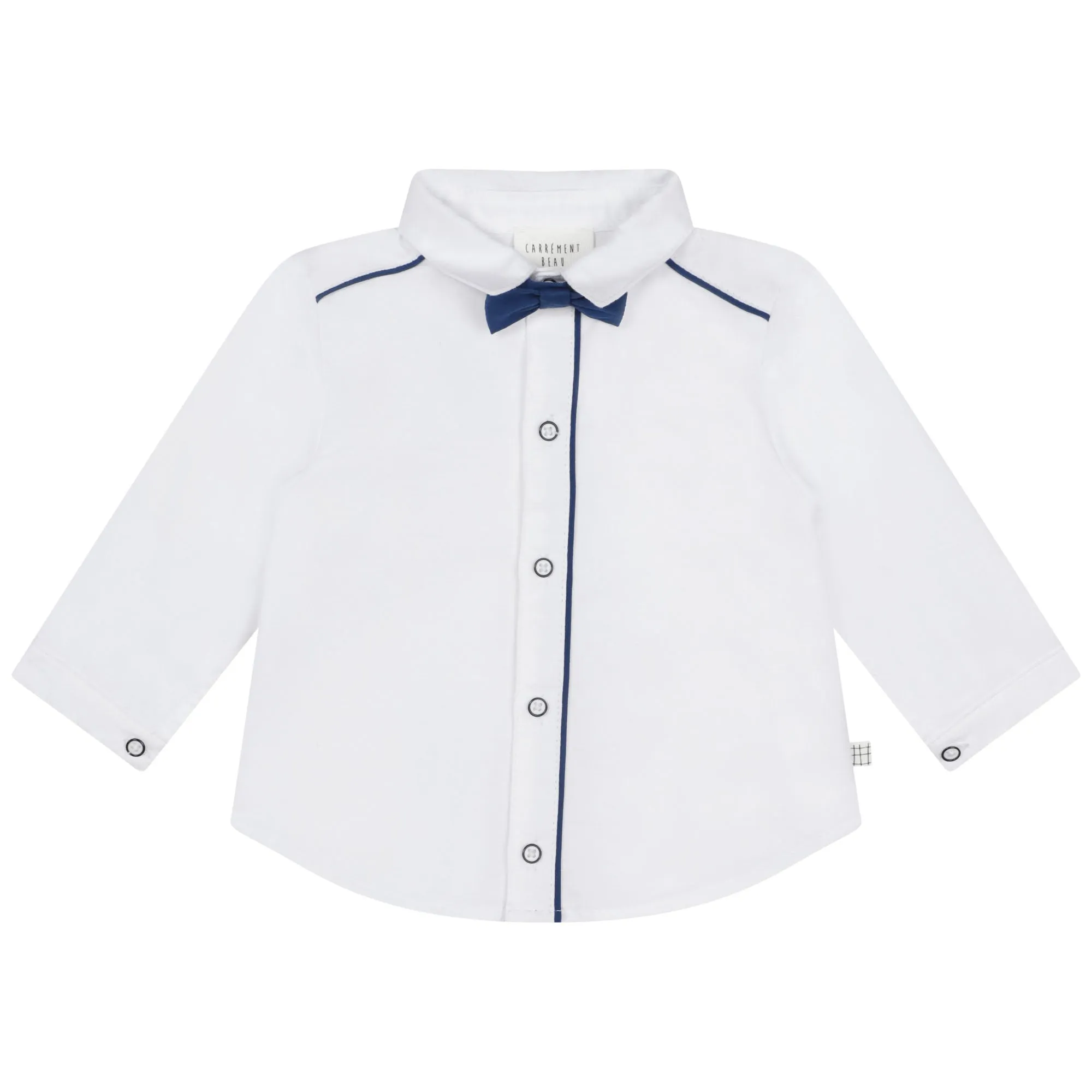 Carrement Beau Blue Bow Tie and White Shirt