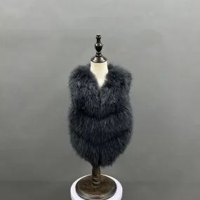 Childrens Charcoal Premium Faux Fur Short Gilet