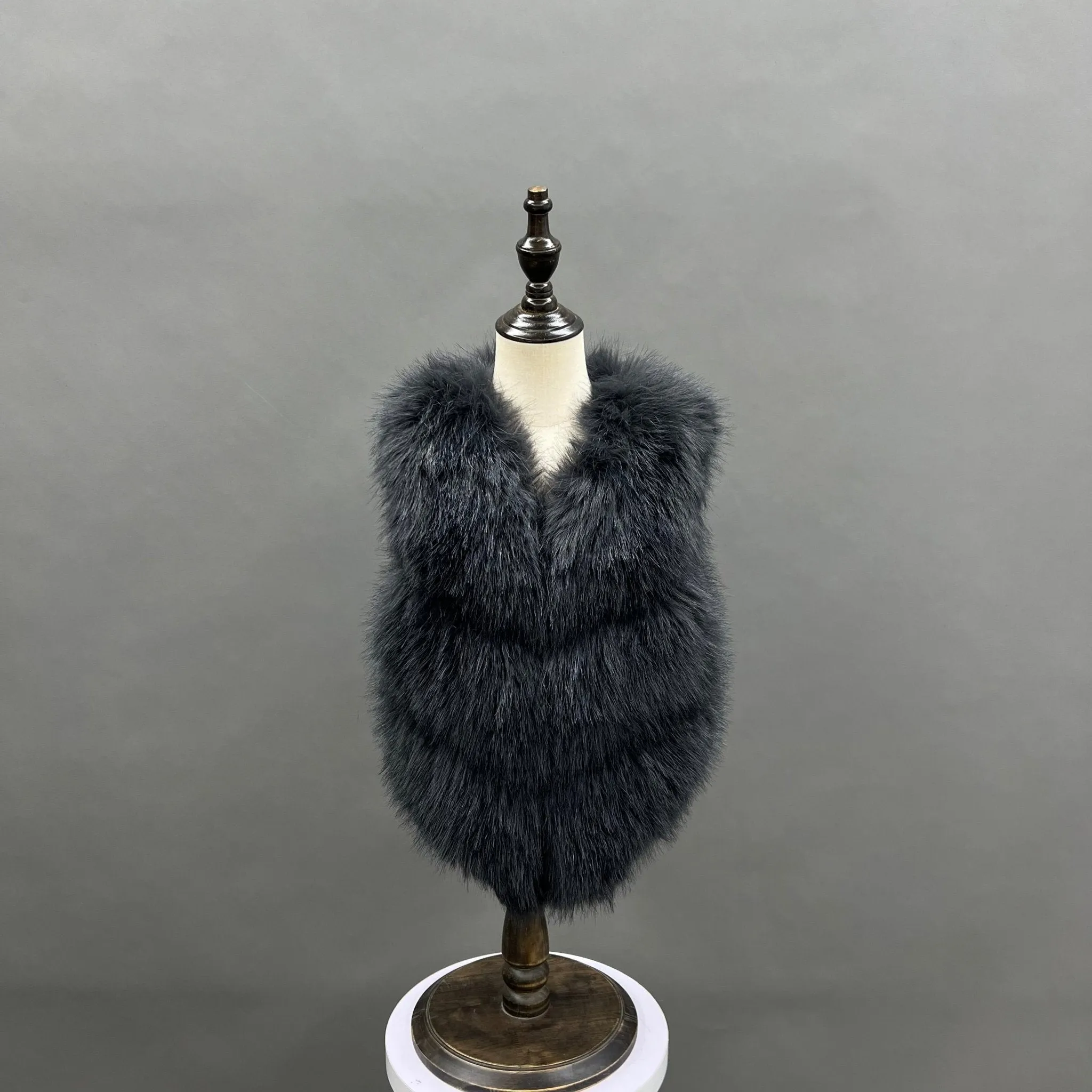 Childrens Charcoal Premium Faux Fur Short Gilet