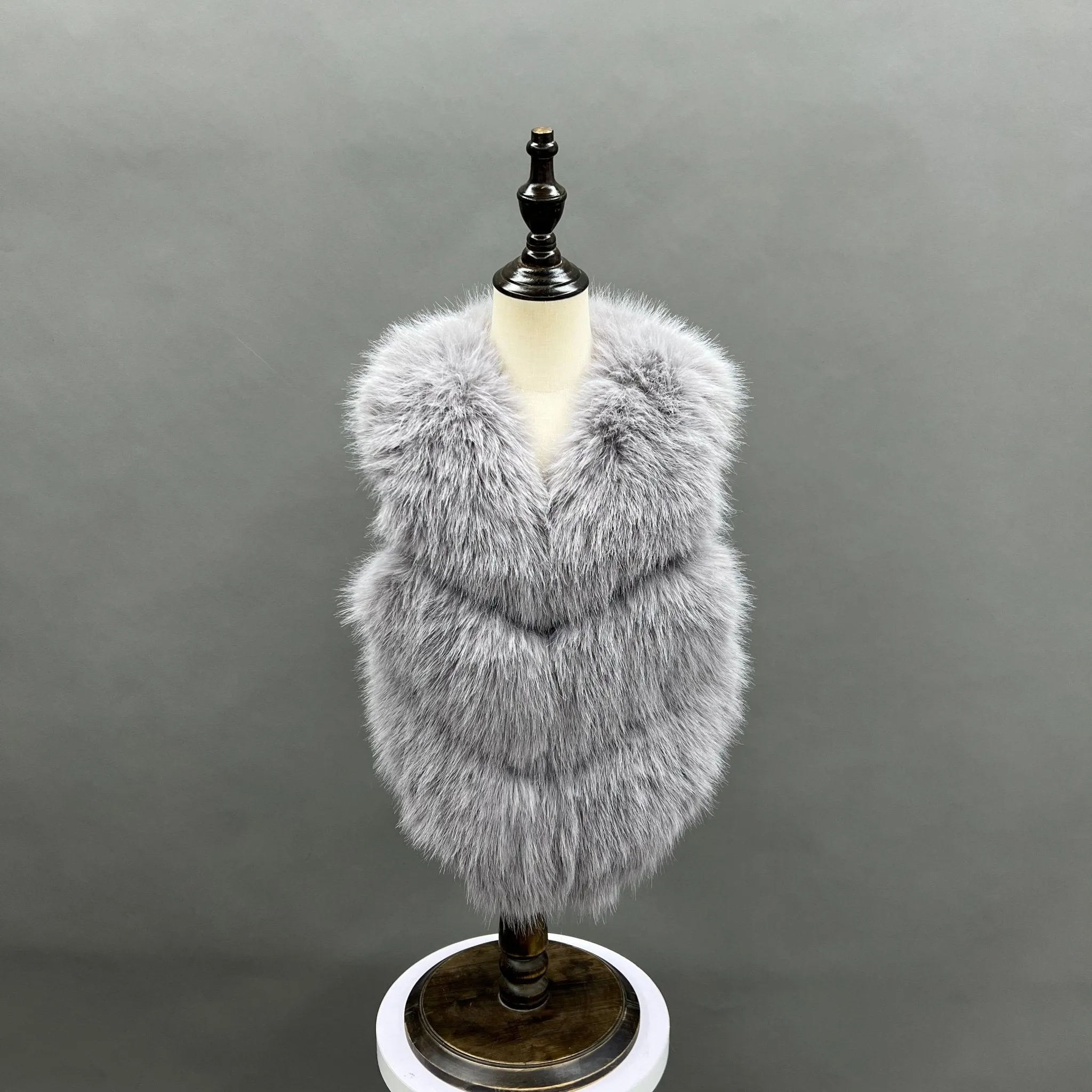 Childrens Light Grey Premium Faux Fur Short Gilet