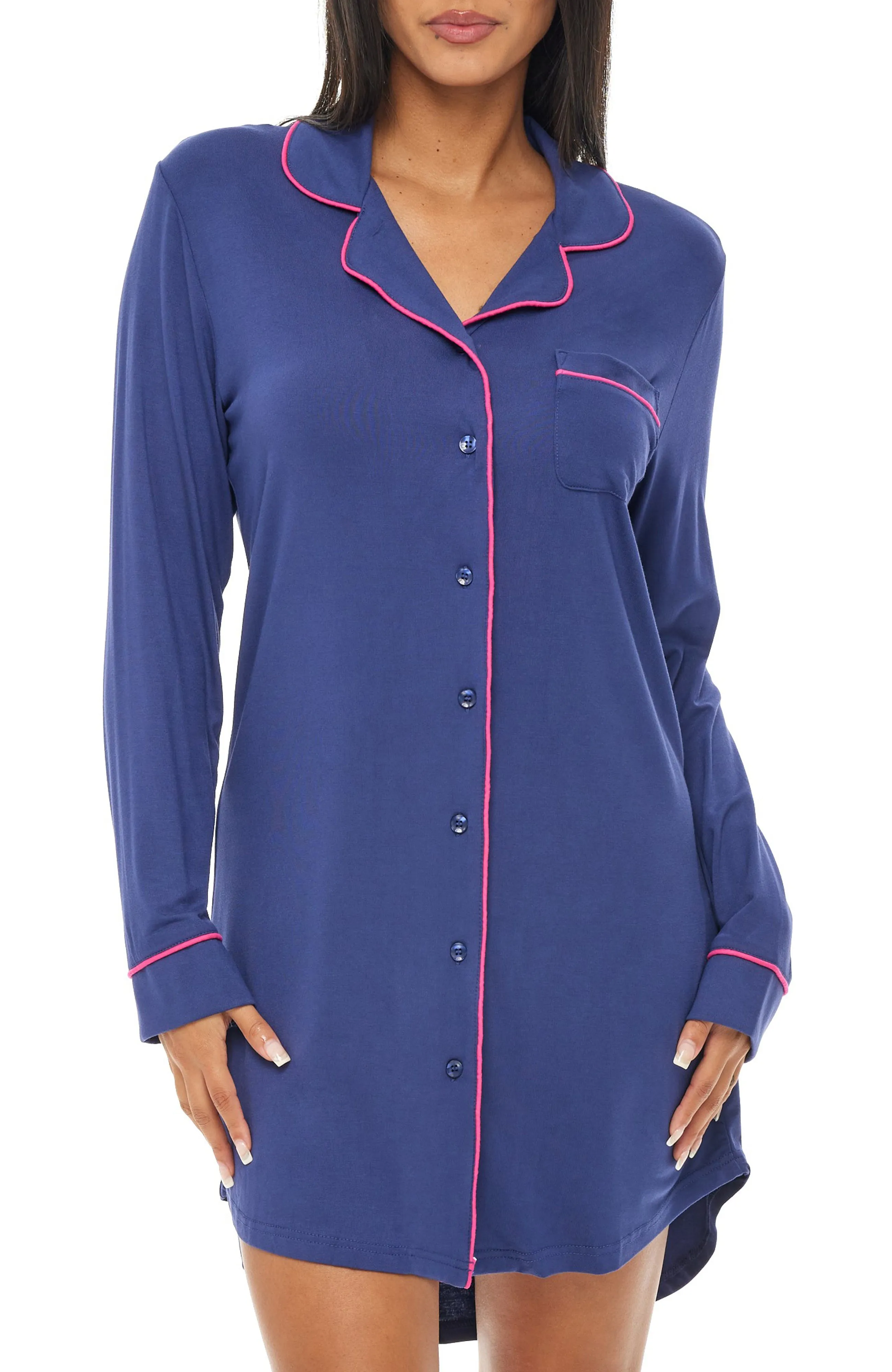 Classic Boyfriend Sleep Shirt, Lightweight Nightgown Pajama Top, Nightshirt