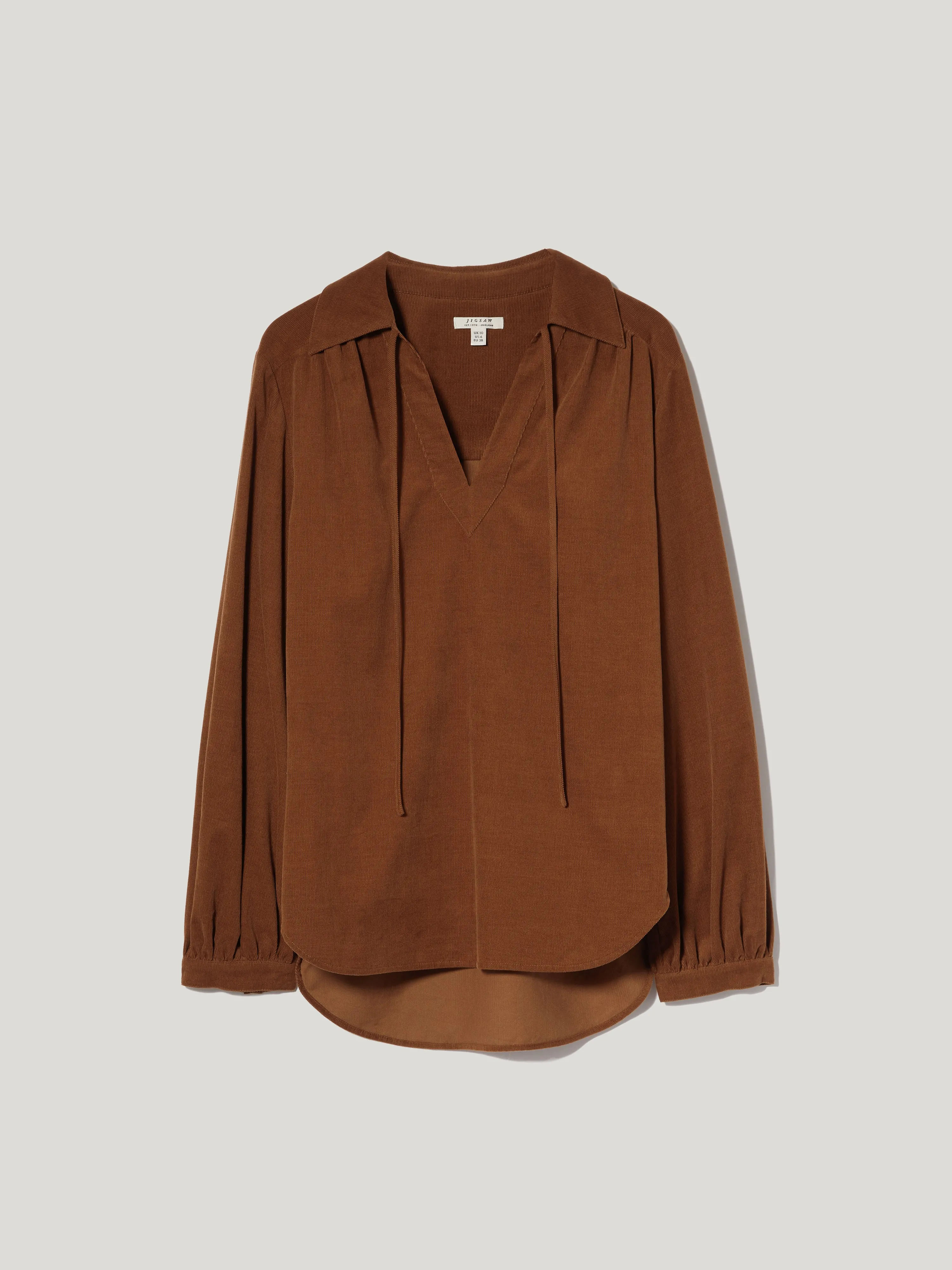 Corduroy V Neck Top | Brown