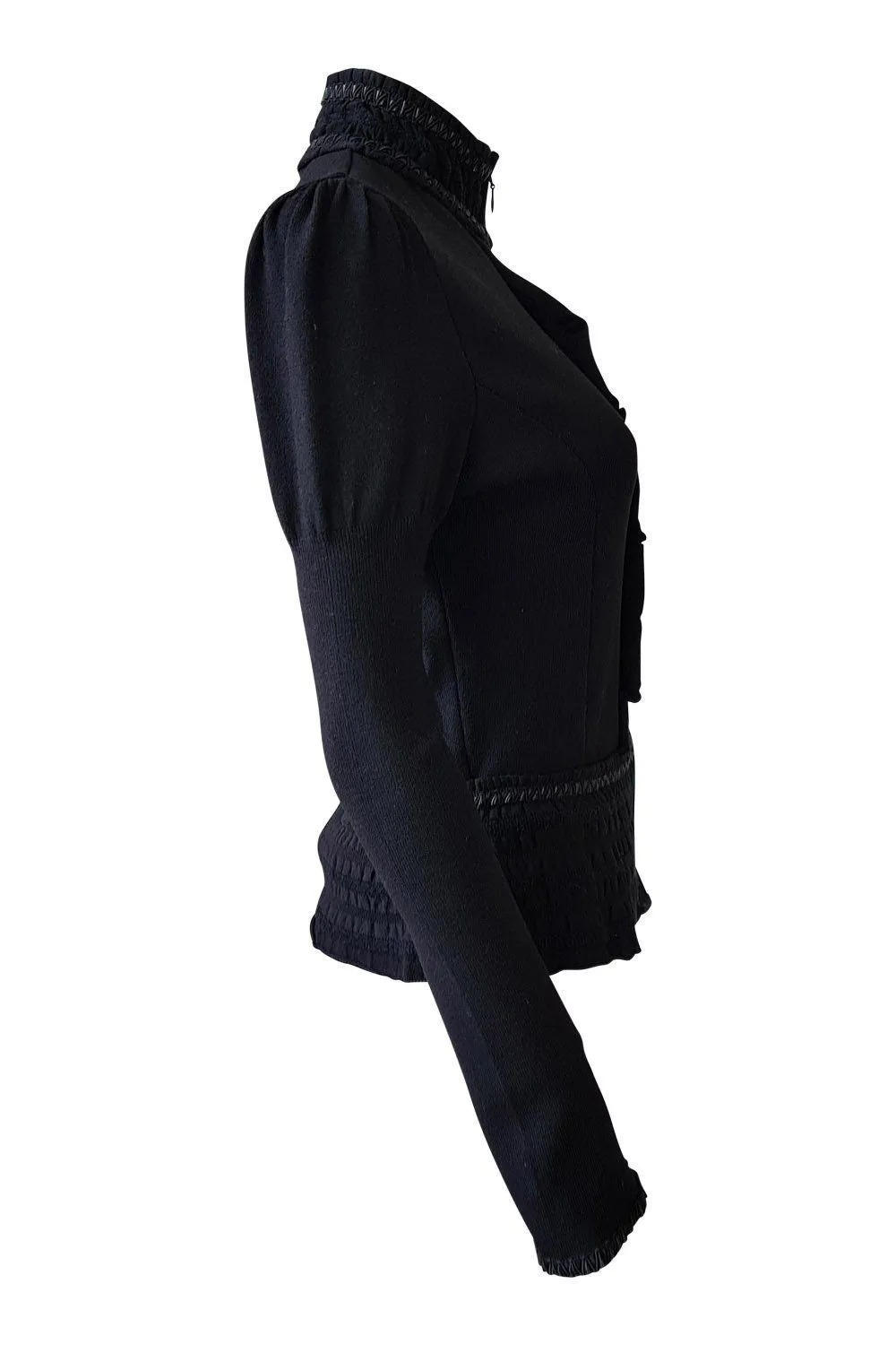 D.EXTERIOR Black Wool Polo Neck Zip Front Jumper (S)