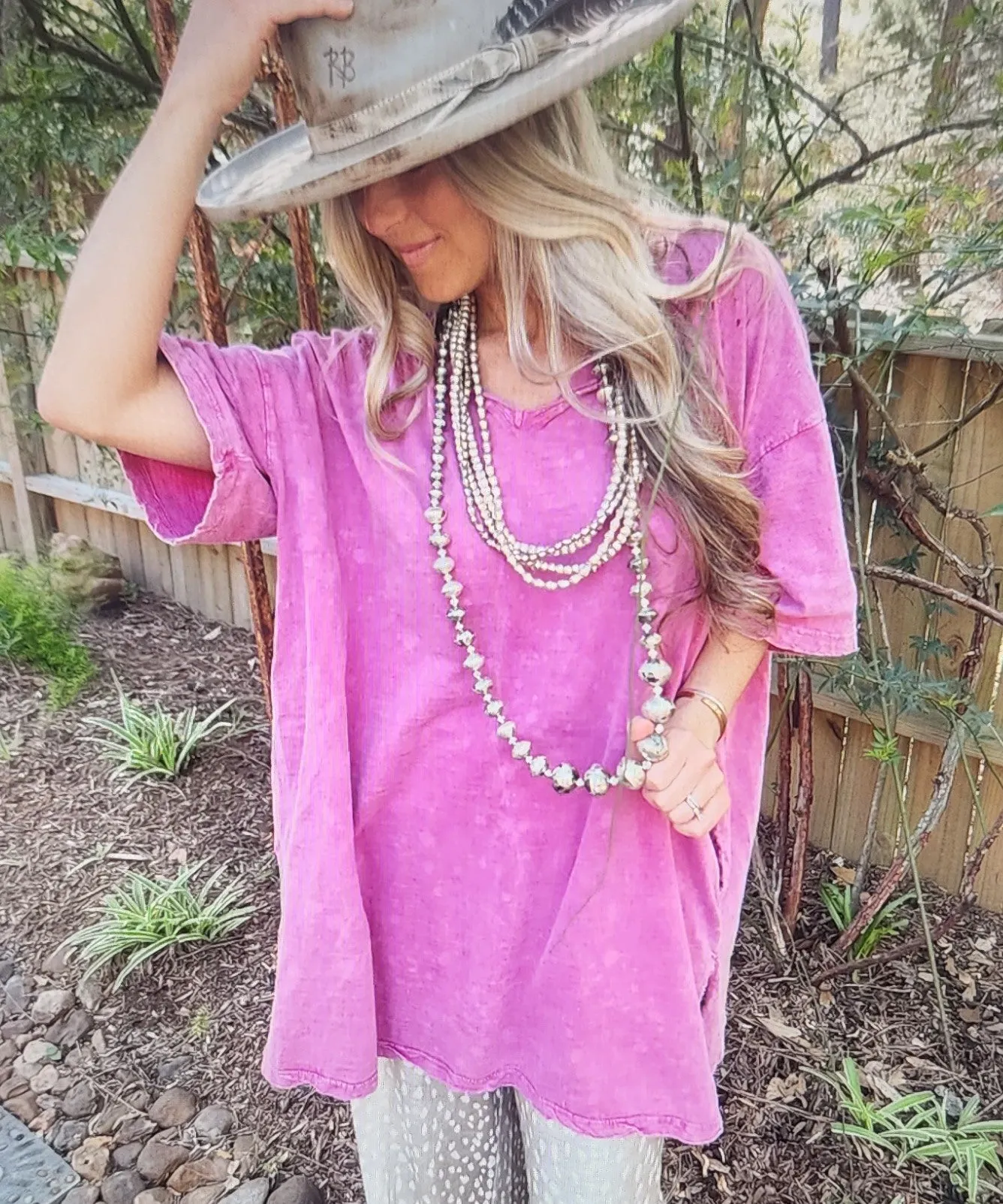 Distressed Pocket Tunic Top