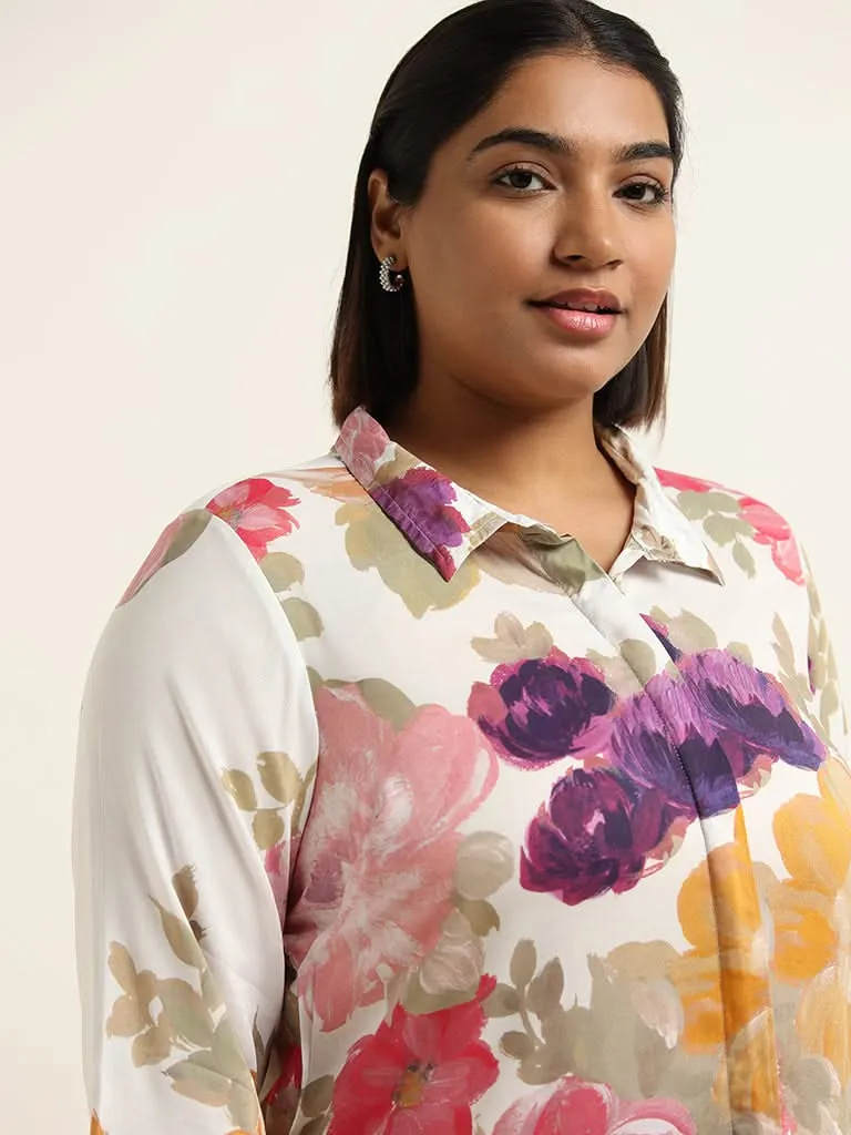 Diza White Floral Printed Tunic