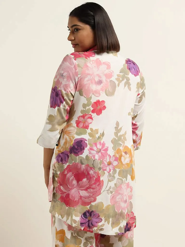 Diza White Floral Printed Tunic