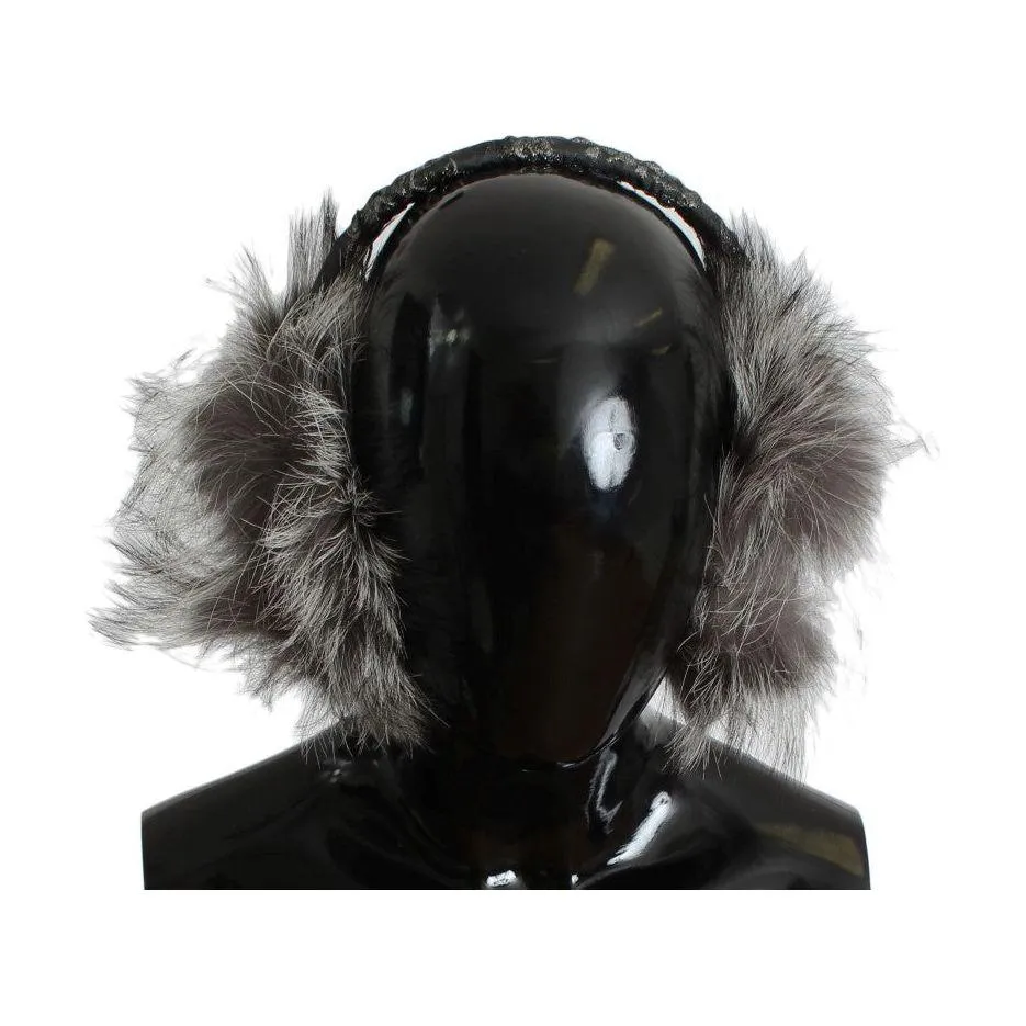 Dolce & Gabbana Elegant Fur and Crystal Ear Muffs