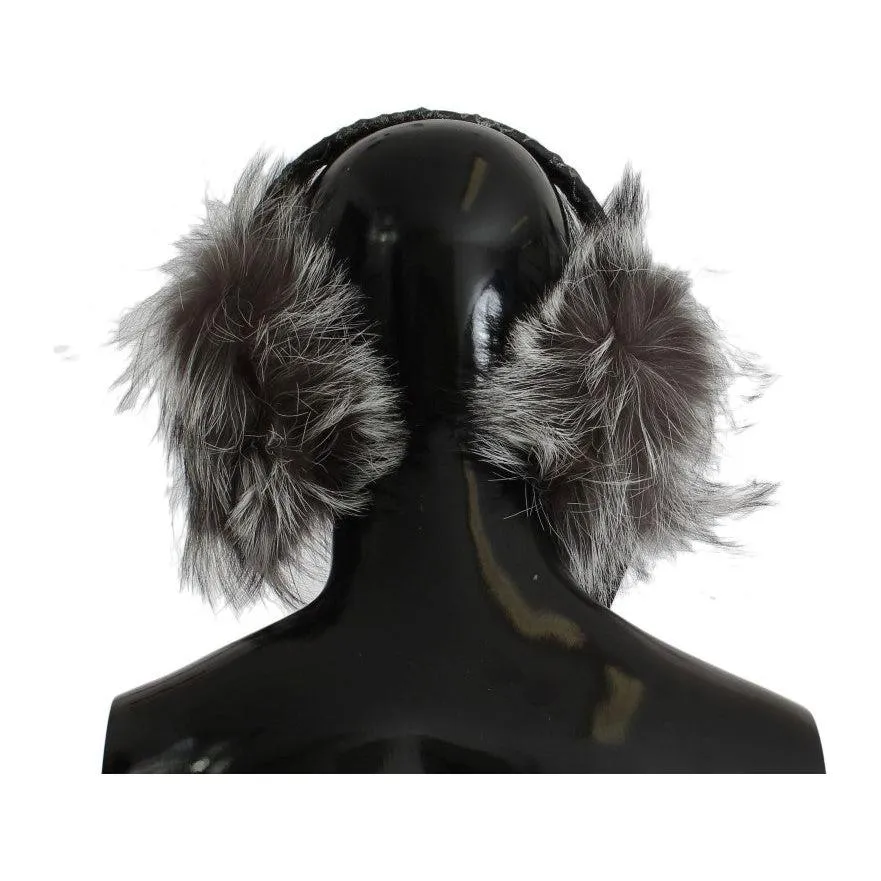 Dolce & Gabbana Elegant Fur and Crystal Ear Muffs