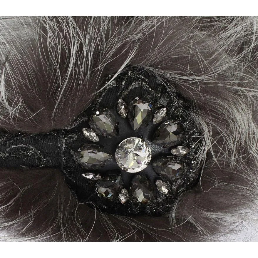 Dolce & Gabbana Elegant Fur and Crystal Ear Muffs