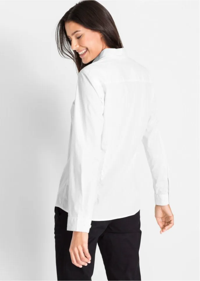 Elastic blouse with long sleeves Bpc Bonprix Collection, white