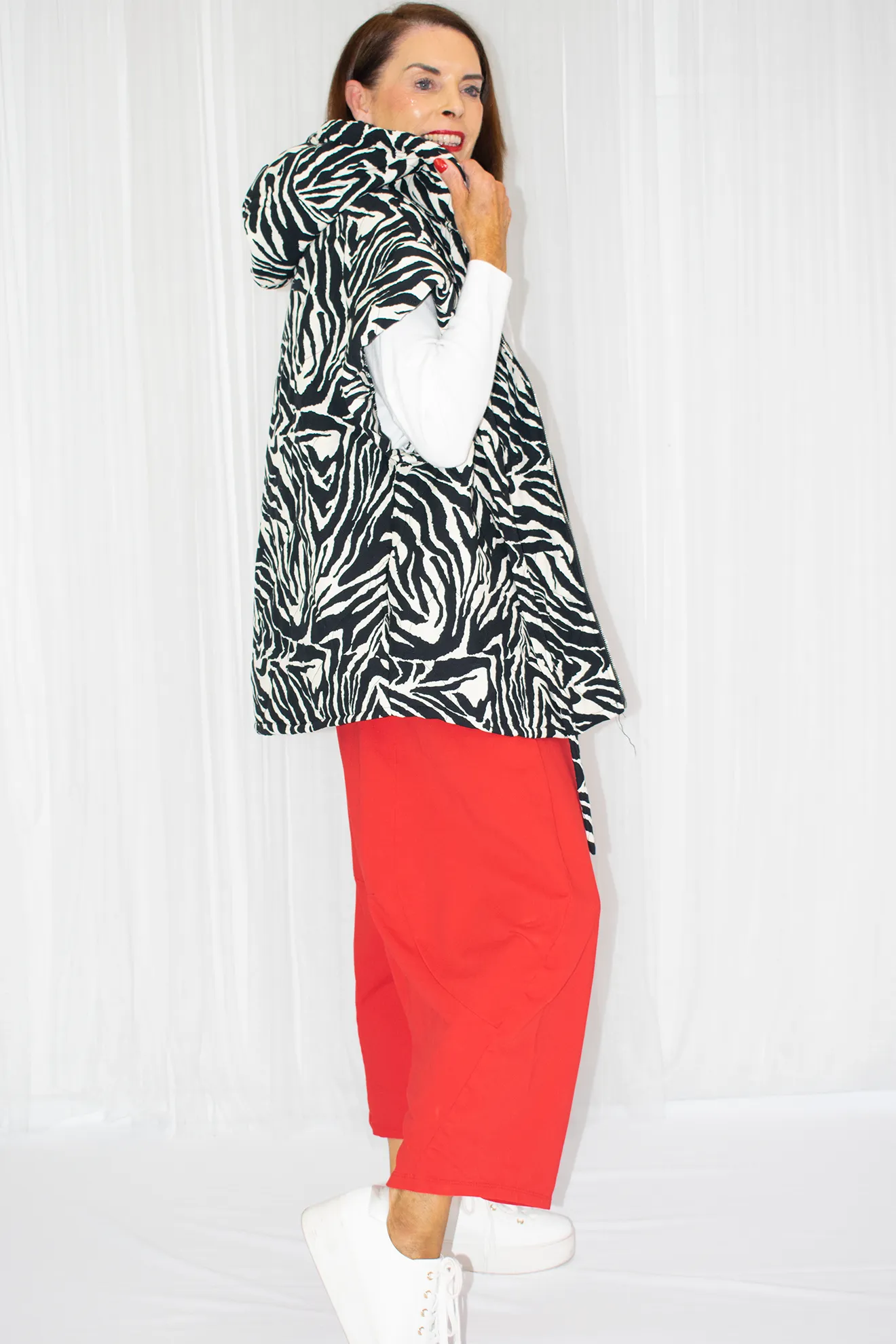 'Emily With Love' Capped Sleeve Quilted Gilet in Zebra