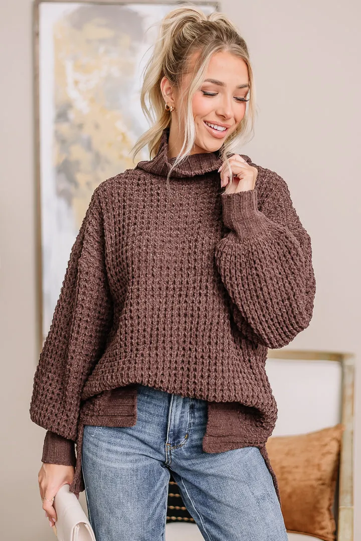 Fall Girly Turtleneck Sweater | {Brown}